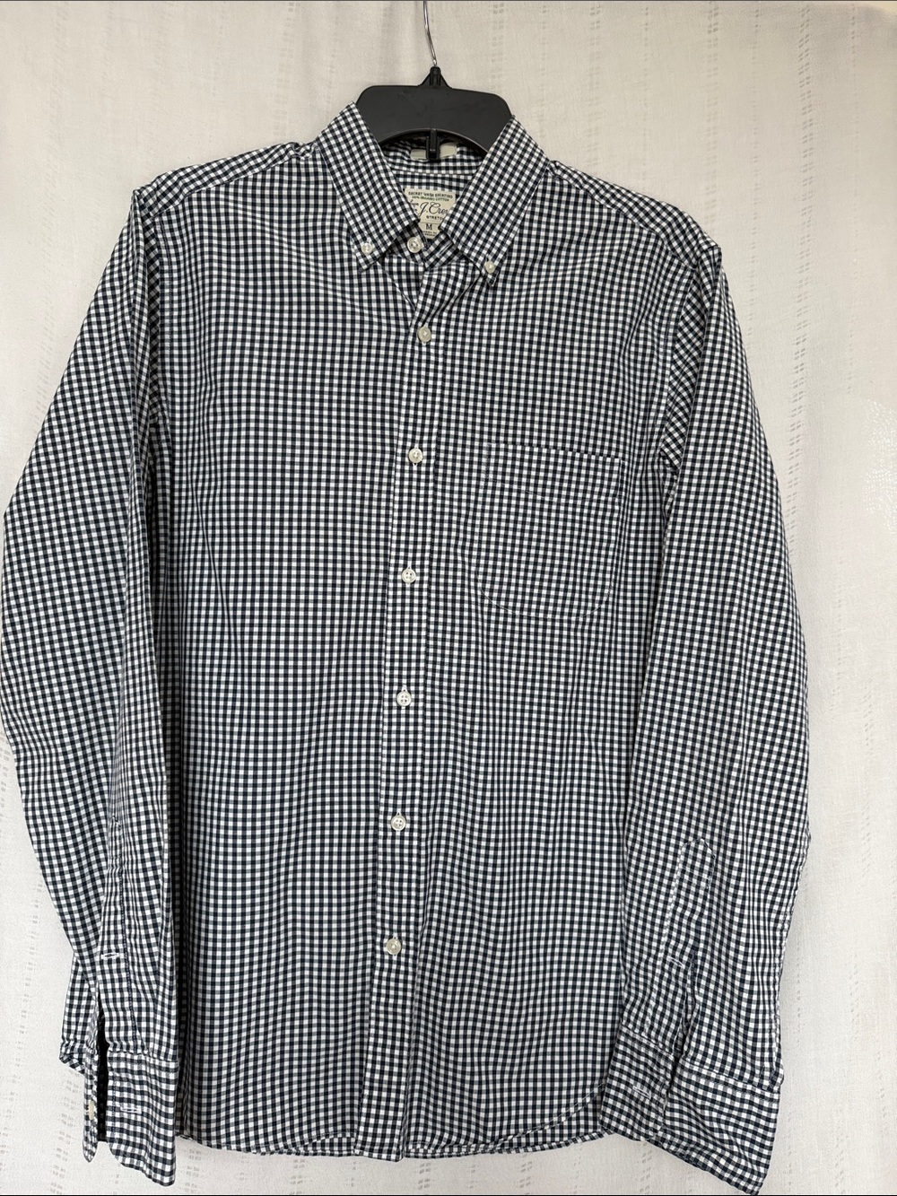 J. Crew Navy and White Gingham Button-Down Shirt